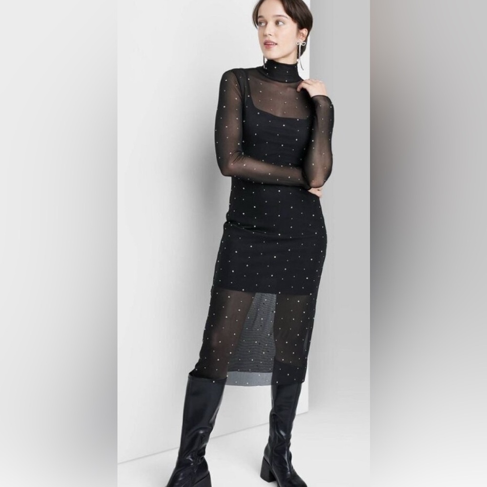 Sheer Rhinestone Dress